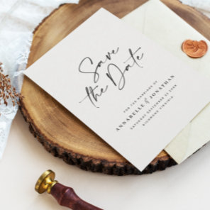 Modern minimal script photo simple wedding save the date