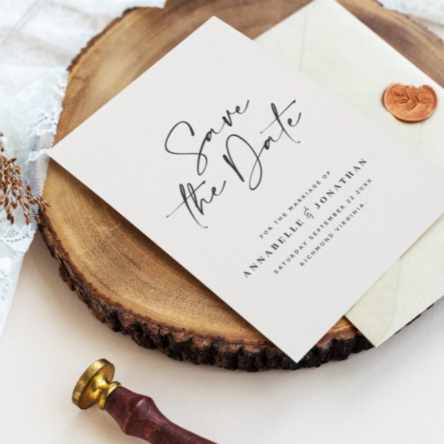 Modern minimal script photo simple wedding save the date (Creator Uploaded)