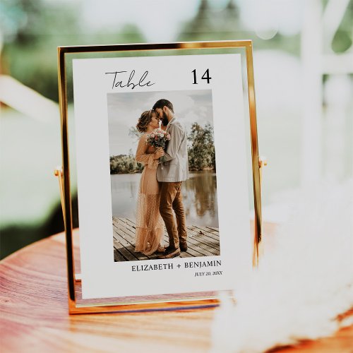 Modern Minimal Script Photo Wedding Table Number