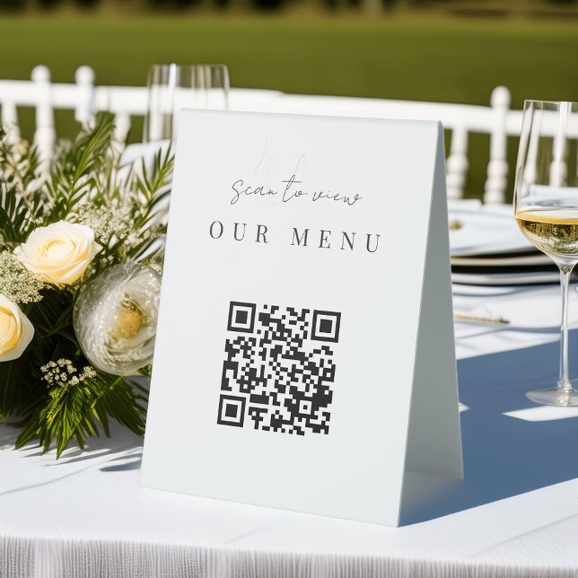 Modern Minimal Script QR Code Menu Table Tent (Creator Uploaded)