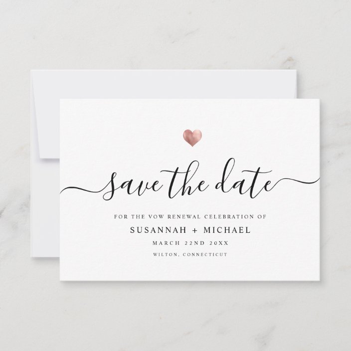 modern-minimal-script-rose-gold-vow-renewal-save-the-date-zazzle