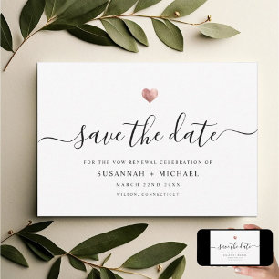 Modern Minimal Script Rose Gold Vow Renewal Save The Date