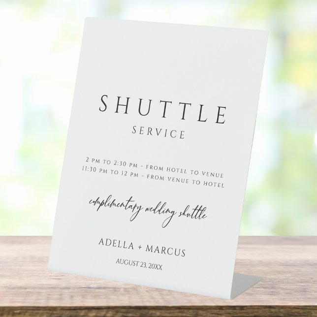 Modern Minimal Script Shuttle Service Wedding Sign (Creator Uploaded)