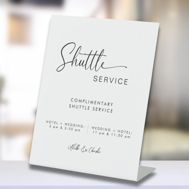 Modern Minimal Script Shuttle Service Wedding Sign (Creator Uploaded)