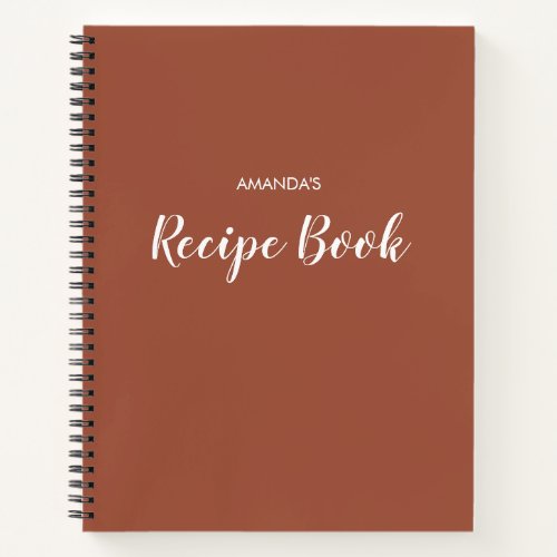 Modern Minimal Script Terracotta Cooking Recipe Notebook