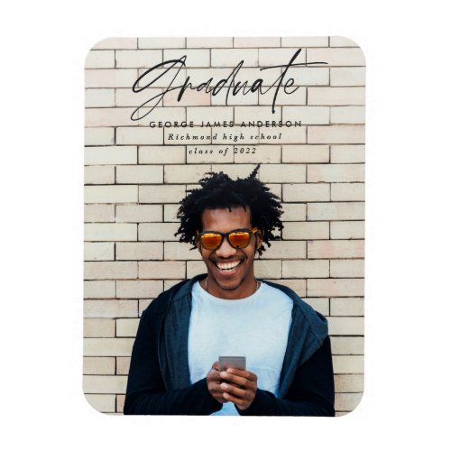 Modern minimal script typography graduation magnet