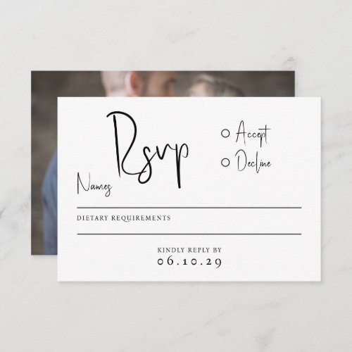 Modern Minimal Script Typography Photo Wedding RSVP Card
