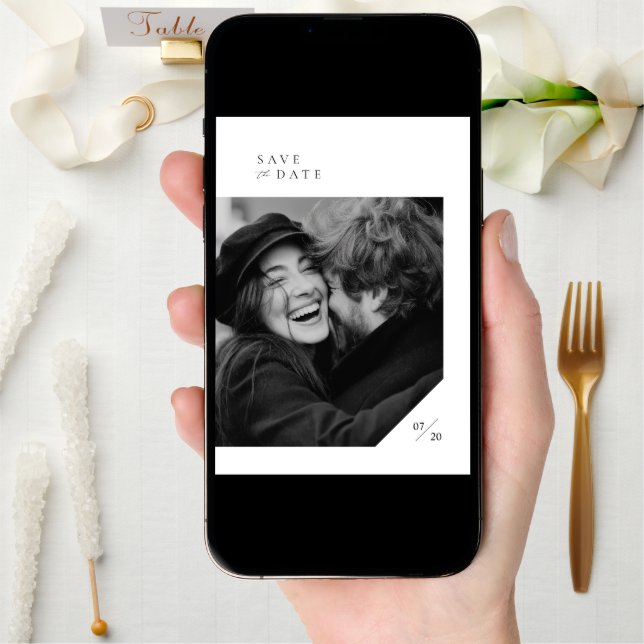 Modern Minimal Script Typography Photo Wedding Save The Date (Front Digital)