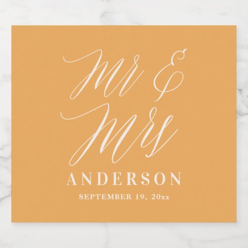 Modern minimal script typography wedding wine labe sparkling wine label
