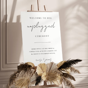Modern Minimal Script Unplugged Ceremony Sign