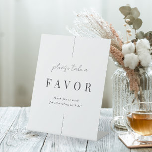 Modern Minimal Script Wedding Favor Pedestal Sign