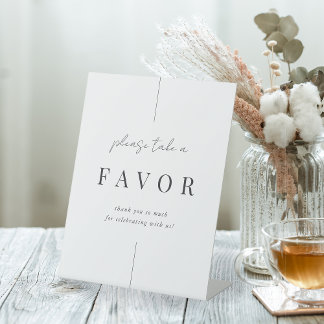 Modern Minimal Script Wedding Favor Pedestal Sign