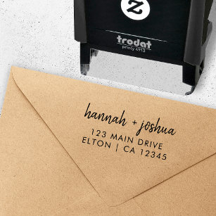 Modern Minimal Script Wedding Return Address Self-inking Stamp