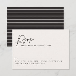 Modern Minimal Script Wedding RSVP with Stripe abc Note Card