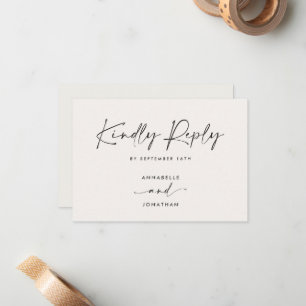 Modern Minimal Script Wedding RSVP with Stripe abc Note Card