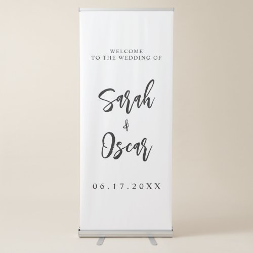 Modern Minimal Script Wedding Welcome Retractable Banner