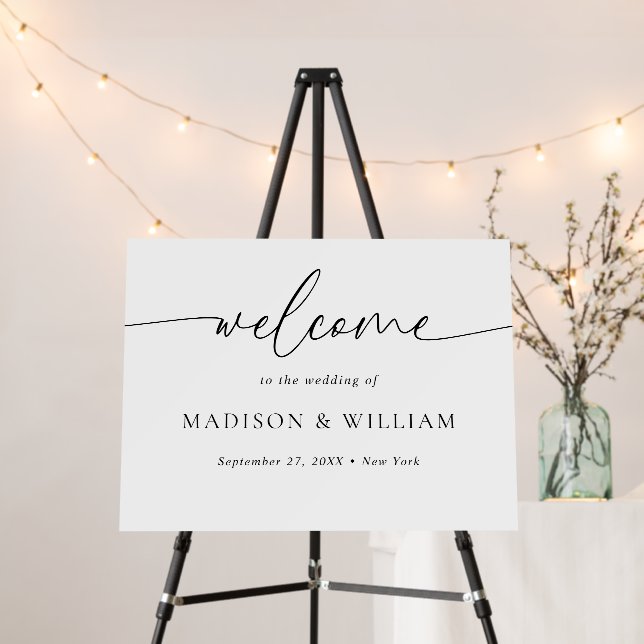 Modern Minimal Script Wedding Welcome Sign (In Situ (Stand))