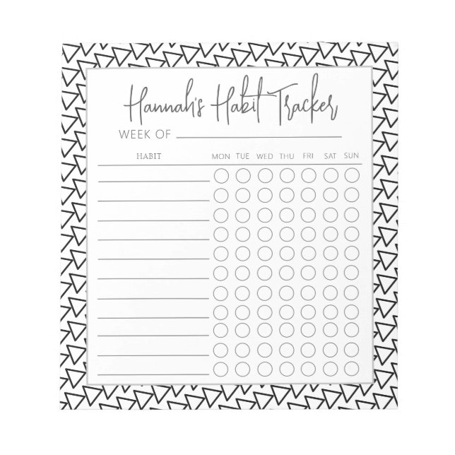 Modern Minimal Script Weekly Habit Tracker Notepad (Front)
