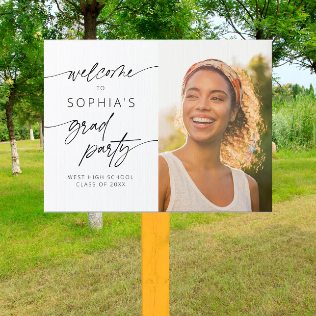 Welcome Modern Script Modern Minimal Script Welcome Graduation Party Sign | Zazzle