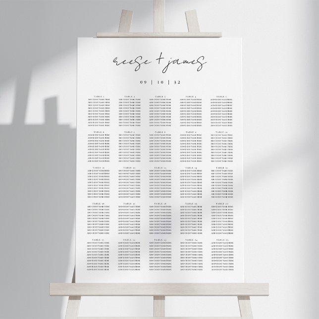Modern Minimal Script XL Seating Chart Foam Board (Creator Uploaded)