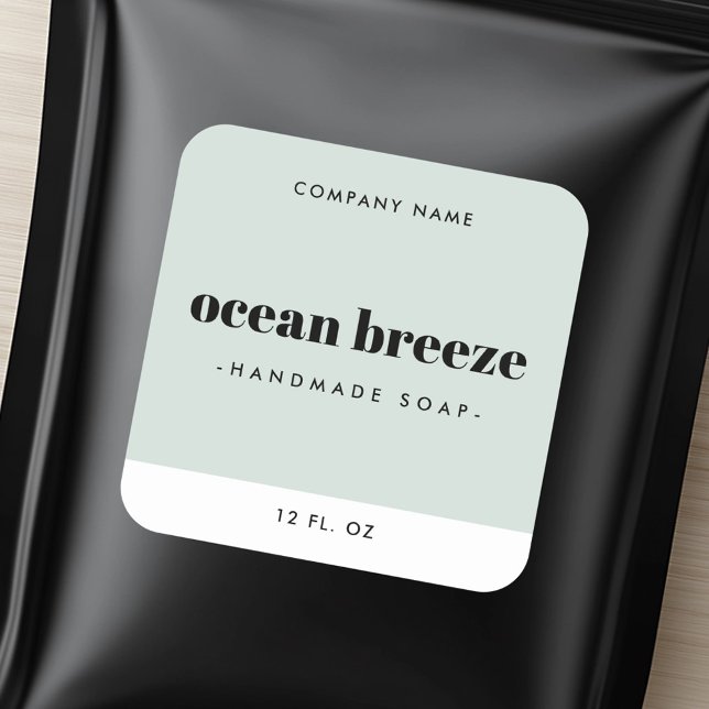 Modern minimal sea green square product label (Modern minimal sea green square product label)