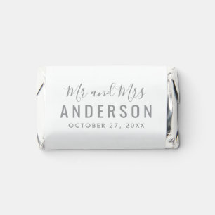 Modern Minimal Silver Personalized Mr and Mrs Hershey's Miniatures