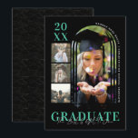 Modern Minimal Simple Arched Graduation 4 Photo Announcement<br><div class="desc">Simple arch frame photo graduation announcement. You can customize it with the graduate's name, school name, or date. Trendy mint and black complimenting color scheme. All colors are editable to change to your school or party theme colors. Hand lettered text overlay "The Best Is Yet To Come". Add your custom...</div>