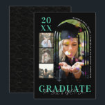 Modern Minimal Simple Arched Graduation 4 Photo Announcement<br><div class="desc">Simple arch frame photo graduation announcement. You can customize it with the graduate's name, school name, or date. Trendy mint and black complimenting color scheme. All colors are editable to change to your school or party theme colors. Hand lettered text overlay "The Best Is Yet To Come". Add your custom...</div>