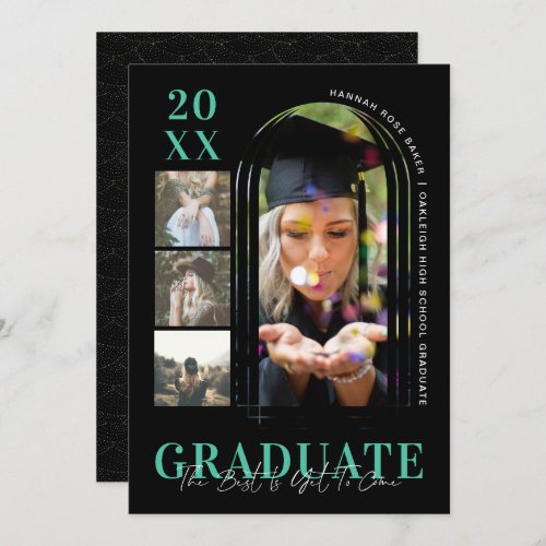 Modern Minimal Simple Arched Graduation 4 Photo Announcement