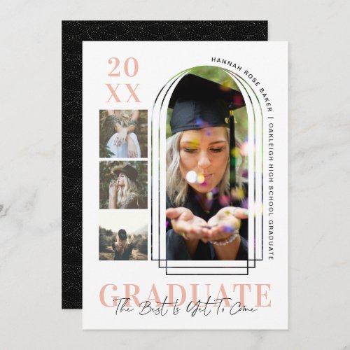 Modern Minimal Simple Arched Graduation 4 Photo Announcement