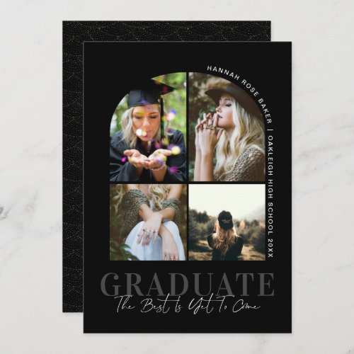 Modern Minimal Simple Arched Graduation 4 Photo Announcement