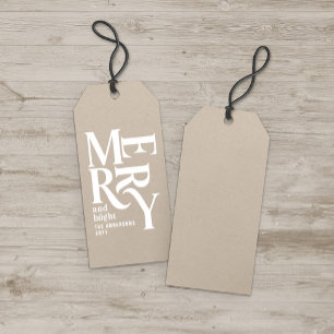 Modern minimal simple beige Christmas Gift Tags