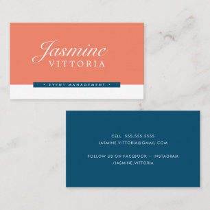 MODERN MINIMAL simple black color orange navy Business Card