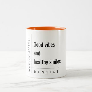 Modern Minimal Simple Bold Smile Dentist Gift Two-Tone Coffee Mug