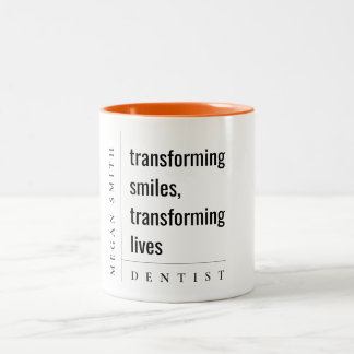 Modern Minimal Simple Bold Smile Dentist Gift Two-Tone Coffee Mug