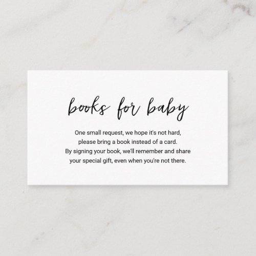 Modern Minimal Simple Books for Baby Shower Enclosure Card