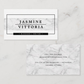 MODERN MINIMAL simple border gray marble band Business Card