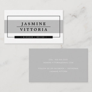 MODERN MINIMAL simple border pale gray band Business Card