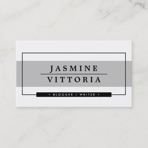MODERN MINIMAL simple border pale gray band Business Card