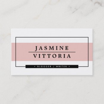 Modern Minimal Simple Border Pale Pink Band Business Card by edgeplus at Zazzle