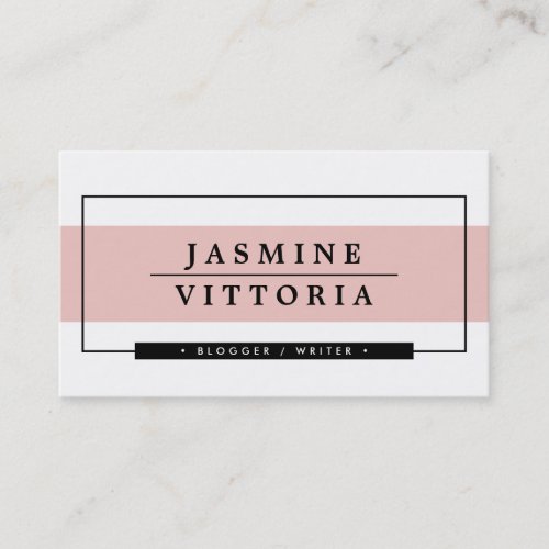 MODERN MINIMAL simple border pale pink band Business Card