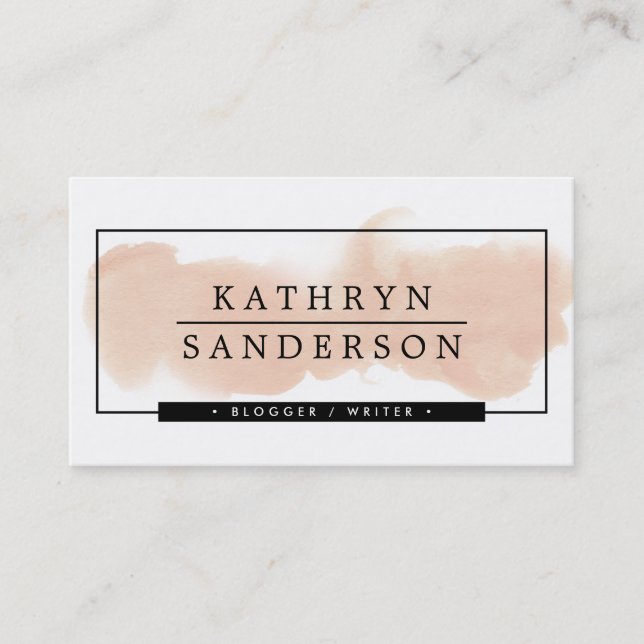 MODERN MINIMAL simple border pale pink brush marks Business Card (Front)