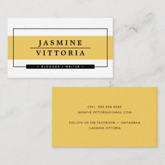 MODERN MINIMAL simple border yellow band black Business Card
