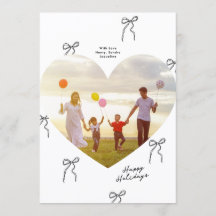 Modern Minimal Simple Bows Heart Shape Photo Happy