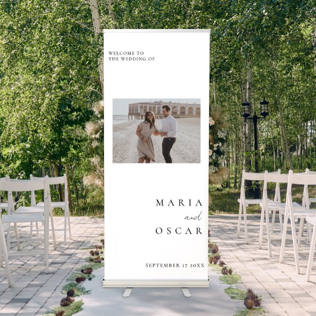 Modern Minimal Simple Chic Wedding Welcome Retractable Banner (Creator Uploaded)