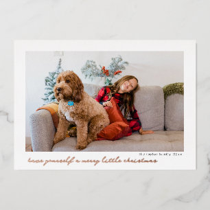 modern minimal simple Christmas foil photo Holiday Card