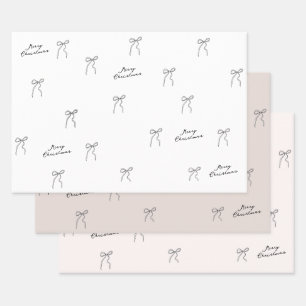 Modern Minimal Simple Cute Bows Christmas Gift Wrapping Paper Sheets