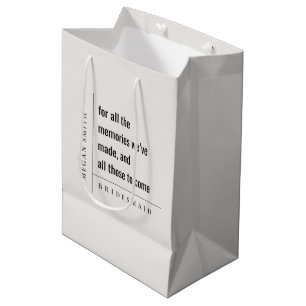 Modern Minimal Simple For Memories Bridesmaid Gift Medium Gift Bag