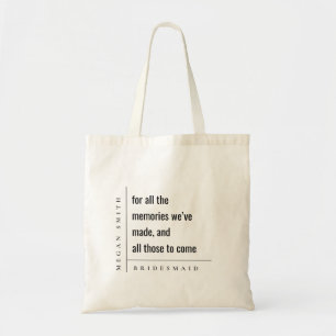 Modern Minimal Simple For Memories Bridesmaid Gift Tote Bag