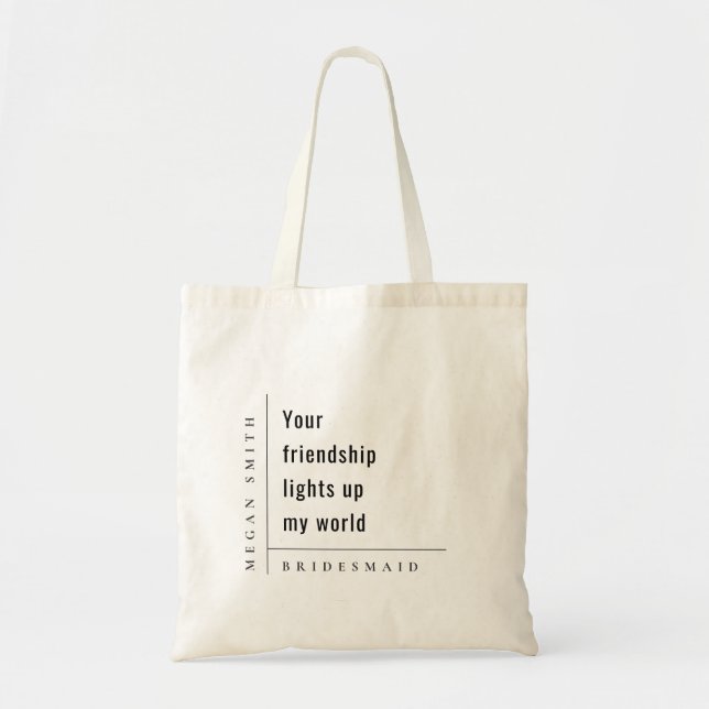 Modern Minimal Simple Friendship Bridesmaid Gift Tote Bag (Front)